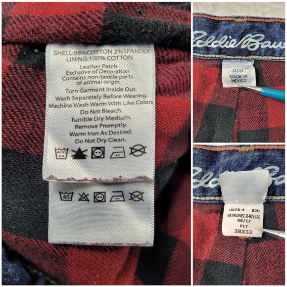 Eddie Bauer Straight Fit Flannel Lined Jeans size 38 - Picture 15 of 16